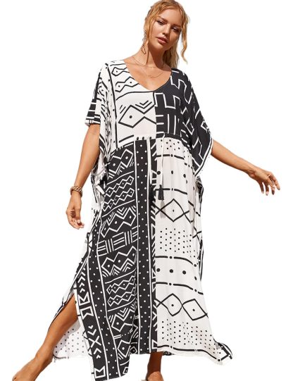 Geometric patchwork robe dress - Image 6