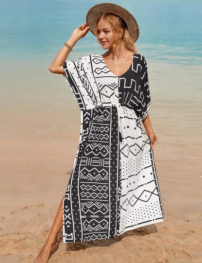 Geometric patchwork robe dress - Image 4