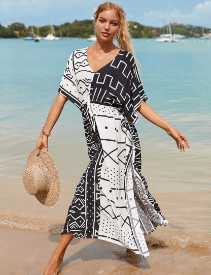 Geometric patchwork robe dress - Image 3