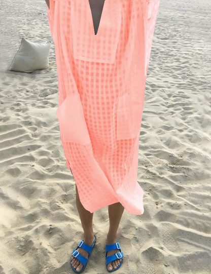 Slouchy V-neck plaid robe dress - Image 6
