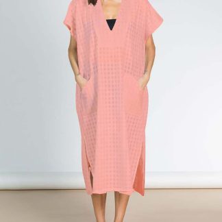 Slouchy V-neck plaid robe dress
