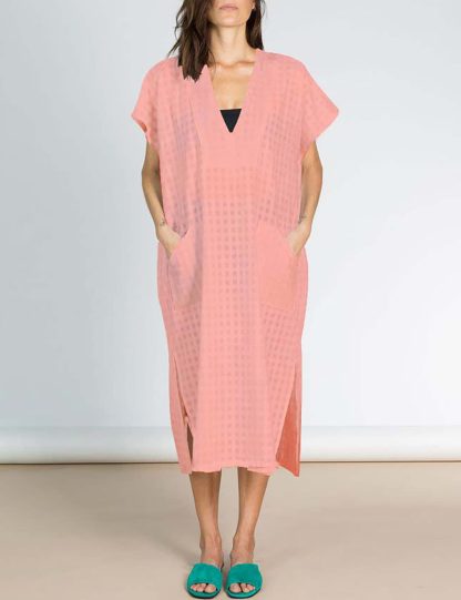 Slouchy V-neck plaid robe dress