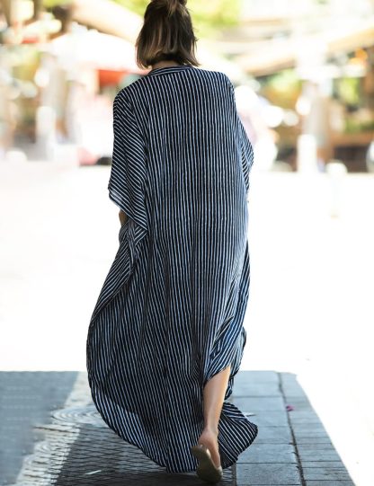Striped shirt-style robe dress - Image 3