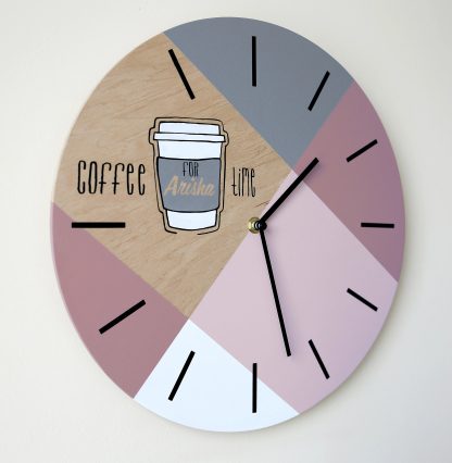 Geometric mosaic coffee theme wall clock