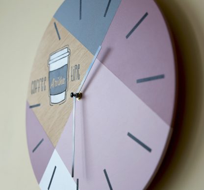 Geometric mosaic coffee theme wall clock - Image 3