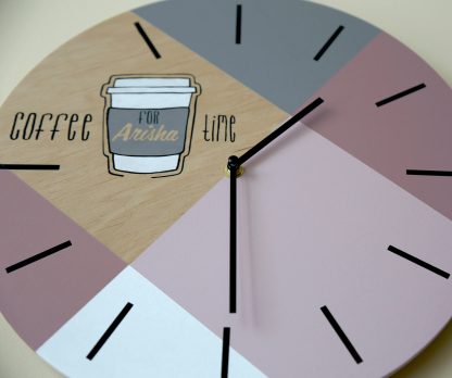 Geometric mosaic coffee theme wall clock - Image 2