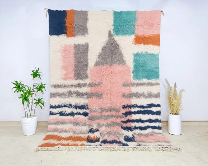 Contrast color geometric handmade carpet - Image 4