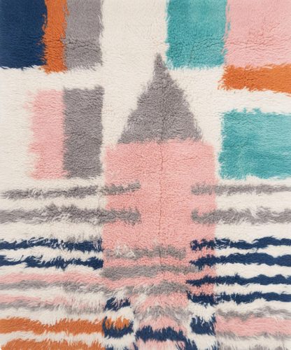 Contrast color geometric handmade carpet