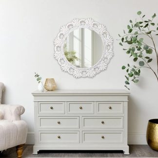 French carved round mirror
