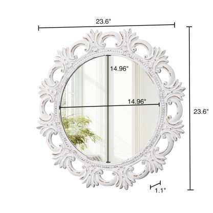 French carved round mirror - Image 7