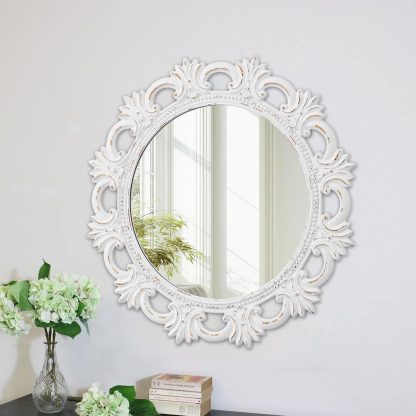 French carved round mirror - Image 5