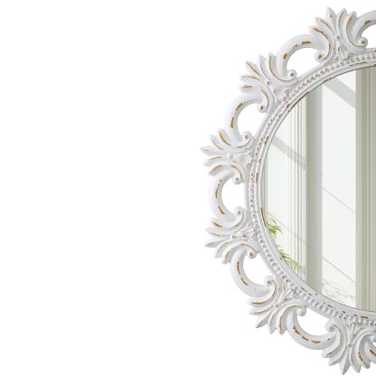 French carved round mirror - Image 3