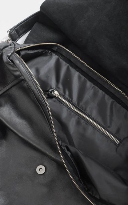 Dark irregular soft leather handbag - Image 4