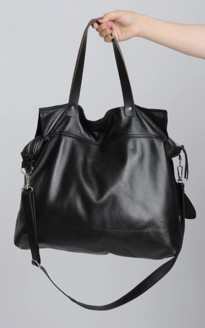 Dark irregular soft leather handbag - Image 3
