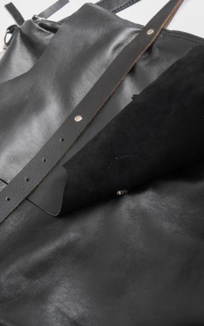 Dark irregular soft leather handbag - Image 2
