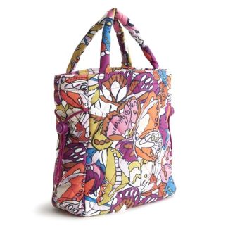 butterfly print quilted tote bag