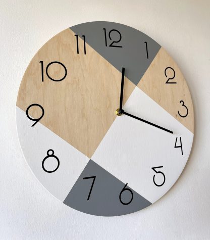 Contrast color diamond stitching wooden wall clock - Image 5