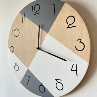 Contrast color diamond stitching wooden wall clock