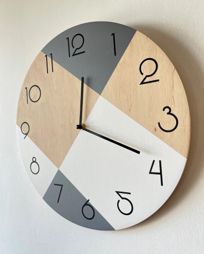 Contrast color diamond stitching wooden wall clock