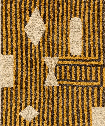 Natural wool geometric rug
