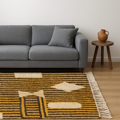 Natural wool geometric rug - Image 2