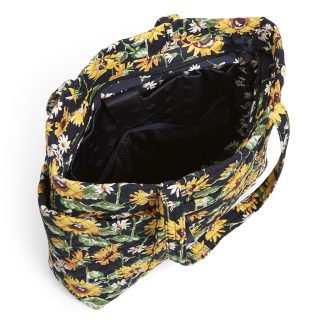 sunflower print quilted tote bag