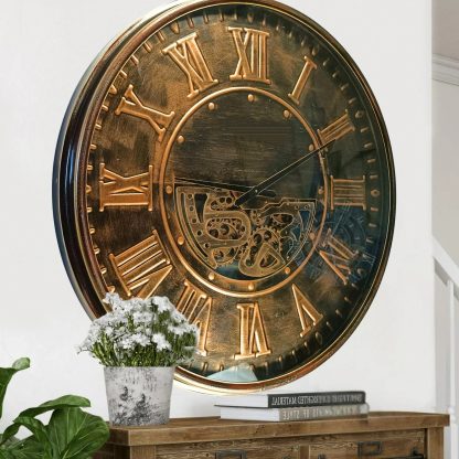 Retro copper gear wall clock - Image 4