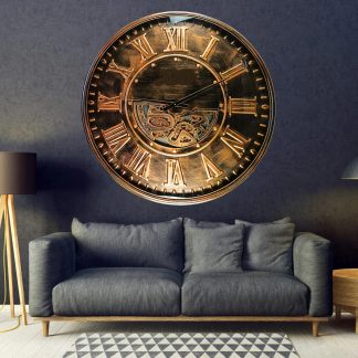 Retro copper gear wall clock