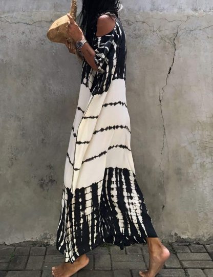 Tie-dye off-the-shoulder robe dress - Image 2