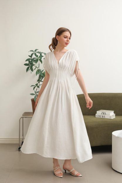 French Elegant V-Neck Waist Dress