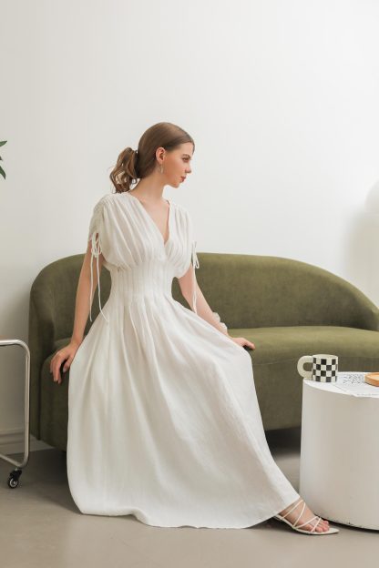 French Elegant V-Neck Waist Dress - Image 2