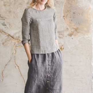 Women's Linen Button Front Midi Skirt