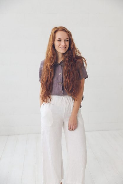 Women's Linen Short Sleeve Pocket Shirt - Image 2