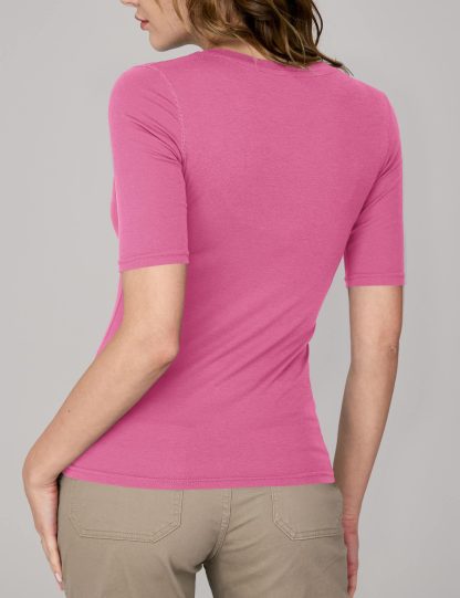 Simple V-neck mid-sleeve slim-fit base top - Image 6