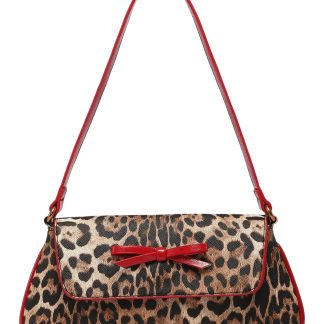 Leopard print bow underarm bag