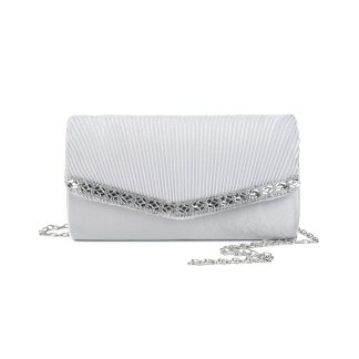 Elegant silver and white diamond clutch