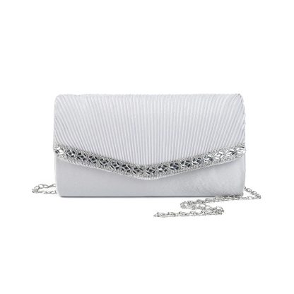 Elegant silver and white diamond clutch