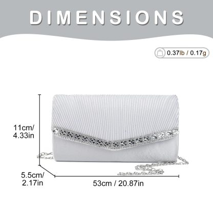 Elegant silver and white diamond clutch - Image 5