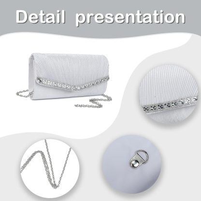 Elegant silver and white diamond clutch - Image 4