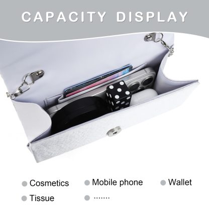 Elegant silver and white diamond clutch - Image 3