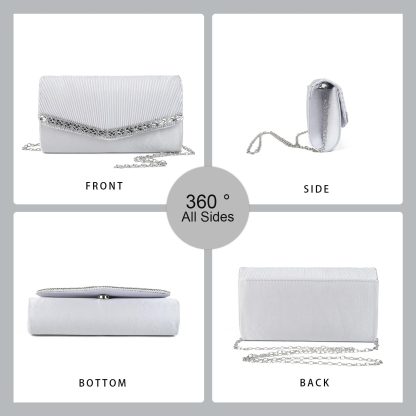 Elegant silver and white diamond clutch - Image 2