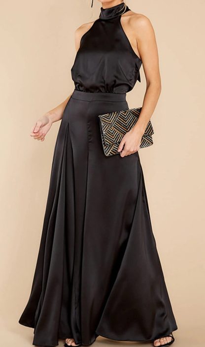 Women's satin open-back wide-leg jumpsuit - Image 2