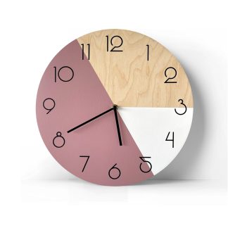 Three-color wooden wall clock
