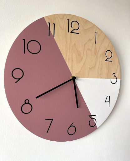 Three-color wooden wall clock - Image 2