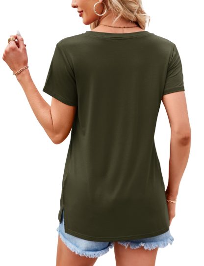 Simple round neck pleated short-sleeved top - Image 6