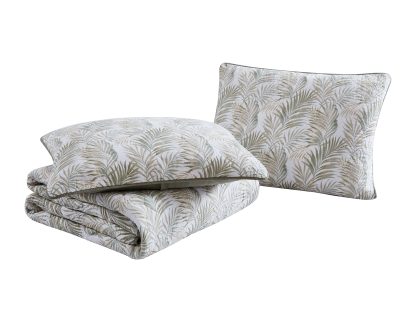 Light brown and green leaf print three-piece bed sheet set - Image 9