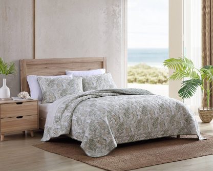 Light brown and green leaf print three-piece bed sheet set - Image 7