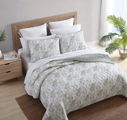 Light brown and green leaf print three-piece bed sheet set - Image 6