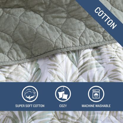 Light brown and green leaf print three-piece bed sheet set - Image 2