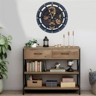 Industrial style gear wall clock